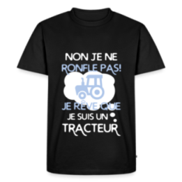 T-shirt premium homme - Je rêve que je suis un tracteur - noir - front