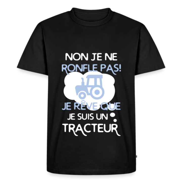 T-shirt premium homme - Je rêve que je suis un tracteur - noir - front