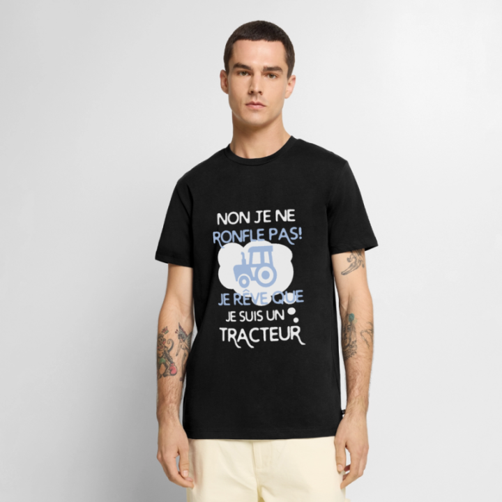 T-shirt premium homme - Je rêve que je suis un tracteur - noir - front