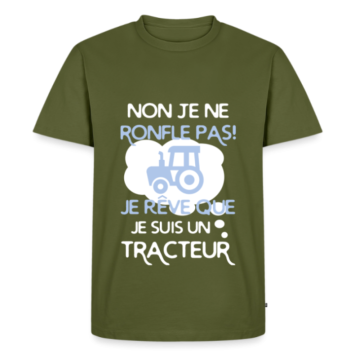 T-shirt premium homme - Je rêve que je suis un tracteur - kaki - front