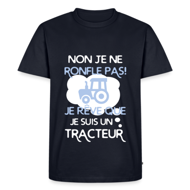 T-shirt premium homme - Je rêve que je suis un tracteur - bleu marine - front