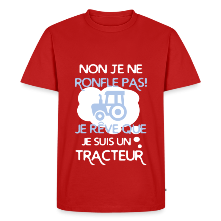 T-shirt premium homme - Je rêve que je suis un tracteur - rouge - front