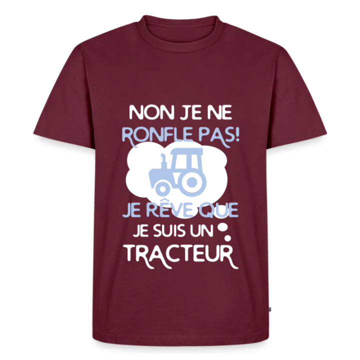 T-shirt premium homme - Je rêve que je suis un tracteur - bourgogne - front