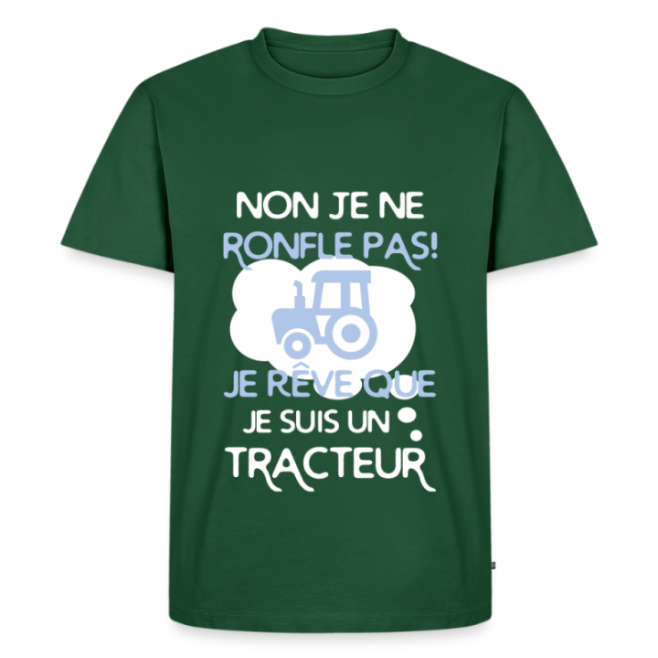 T-shirt premium homme - Je rêve que je suis un tracteur - vert bouteille - front