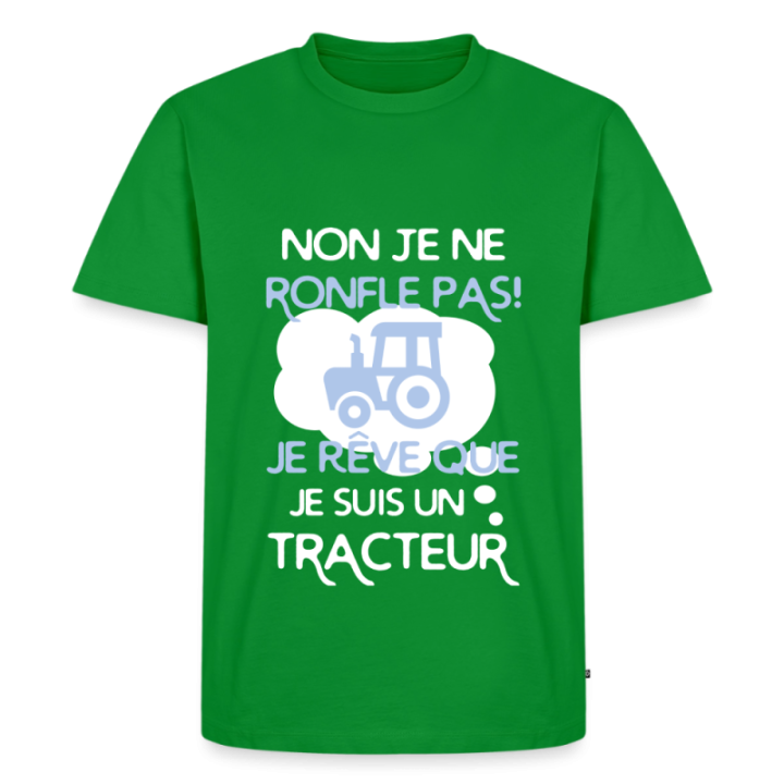 T-shirt premium homme - Je rêve que je suis un tracteur - vert - front