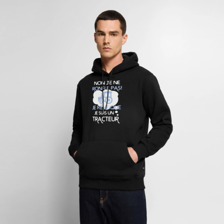 Sweat-shirt à capuche premium homme - Je rêve que je suis un tracteur - noir - front