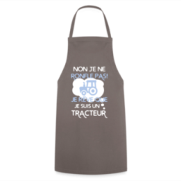 Tablier de cuisine - Je rêve que je suis un tracteur - gris - front