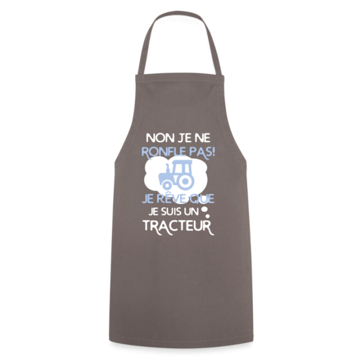 Tablier de cuisine - Je rêve que je suis un tracteur - gris - front