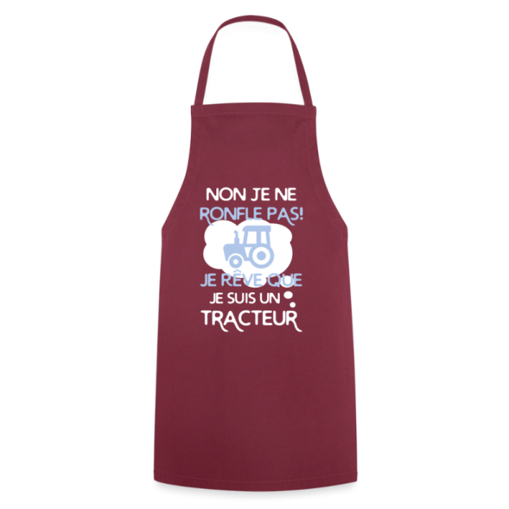Tablier de cuisine - Je rêve que je suis un tracteur - bordeaux - front