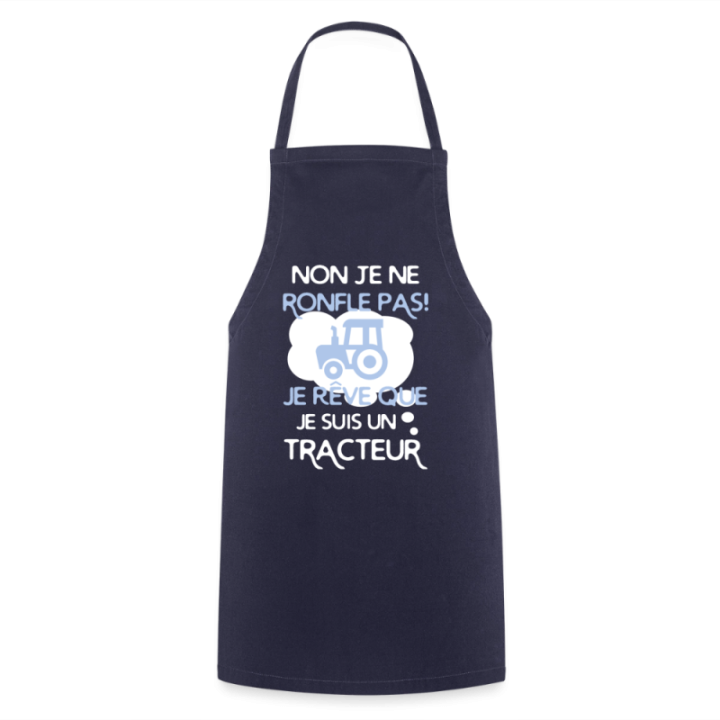 Tablier de cuisine - Je rêve que je suis un tracteur - marine - front