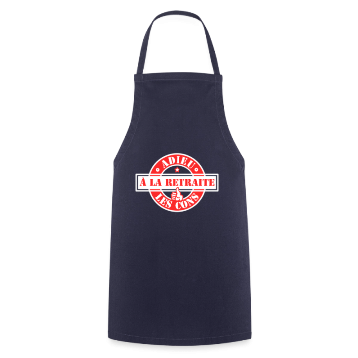 Tablier de cuisine - À la retraite: Adieu les cons - marine - front