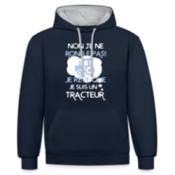 Sweat-shirt à capuche contrasté unisexe - Je rêve que je suis un tracteur