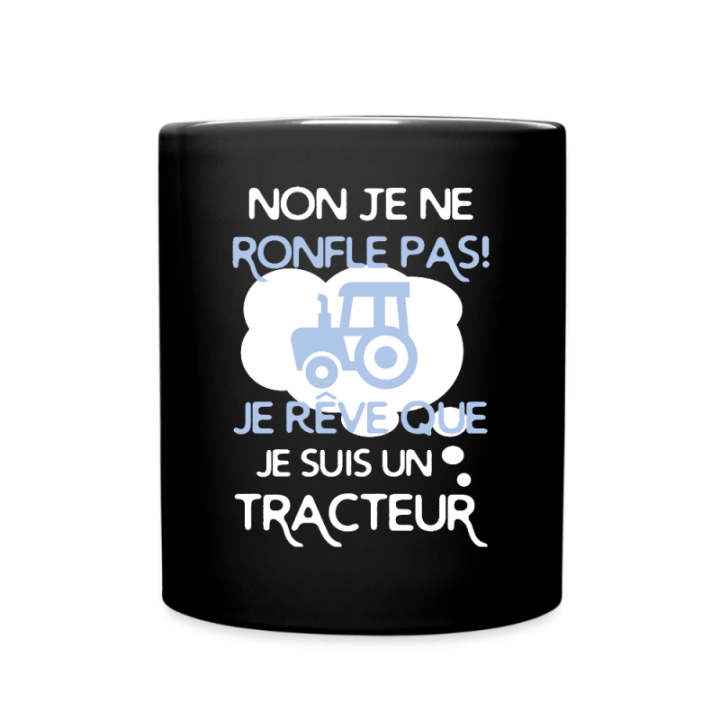 Mug uni - Je rêve que je suis un tracteur - noir - front