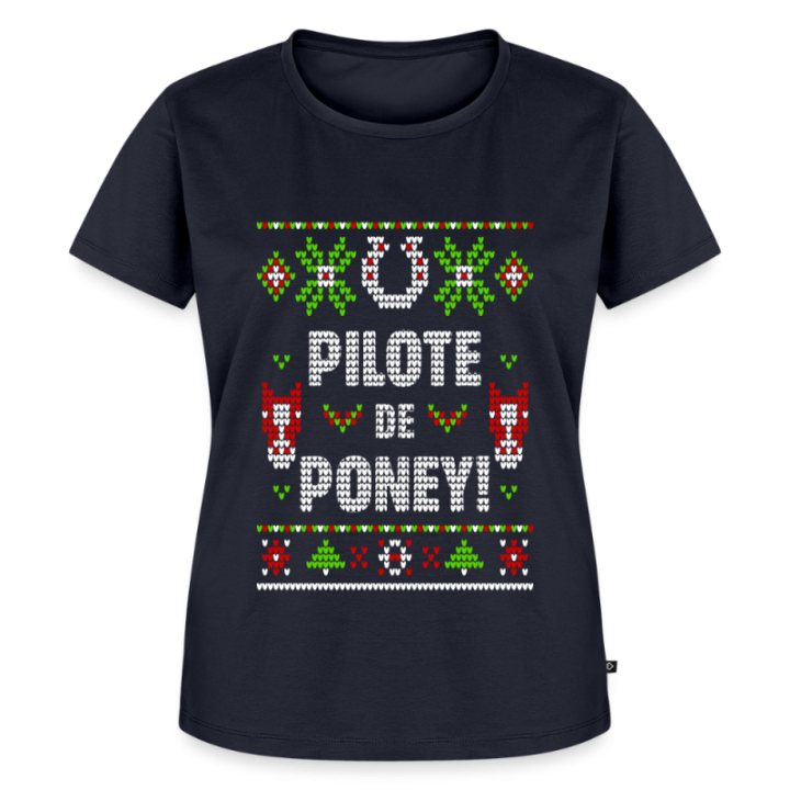 T-shirt premium femme - Pilote de poney - moche - bleu marine - front