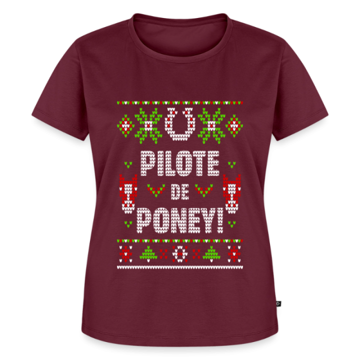 T-shirt premium femme - Pilote de poney - moche - bourgogne - front