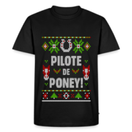 T-shirt premium homme - Pilote de poney - moche - noir - front