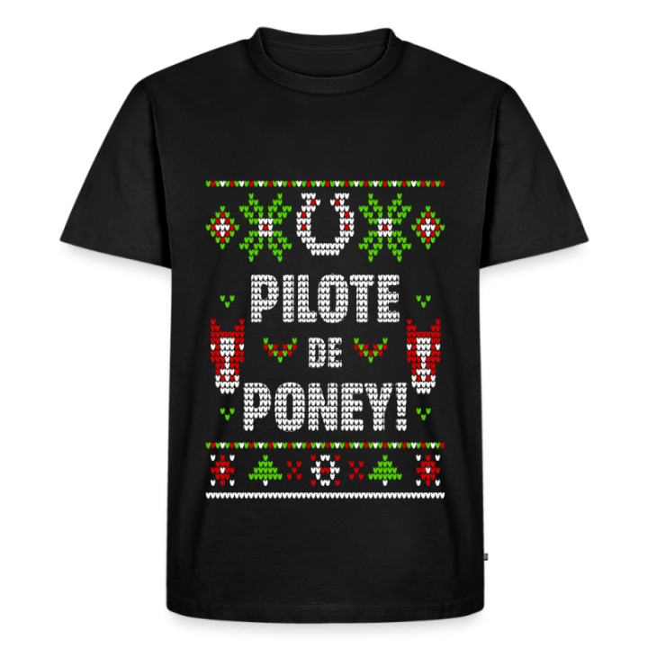 T-shirt premium homme - Pilote de poney - moche - noir - front