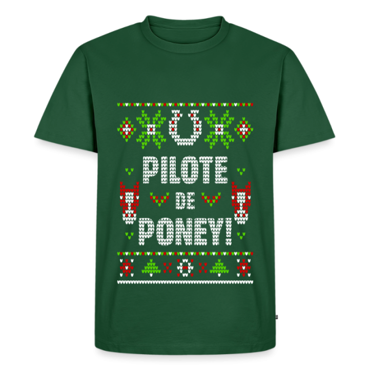 T-shirt premium homme - Pilote de poney - moche - vert bouteille - front