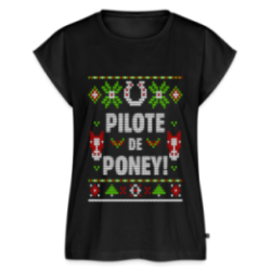 T-shirt à manches retroussées femme - Pilote de poney - moche