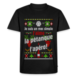 T-shirt premium homme - Un mec simple: Pétanque et apéro - moche - noir - front