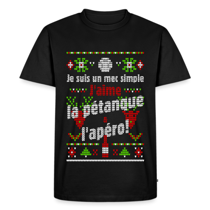 T-shirt premium homme - Un mec simple: Pétanque et apéro - moche - noir - front