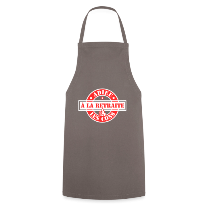 Tablier de cuisine - À la retraite: Adieu les cons - gris - front