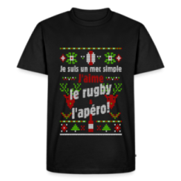 T-shirt premium homme - Un mec simple: Rugby et apéro - moche - noir - front