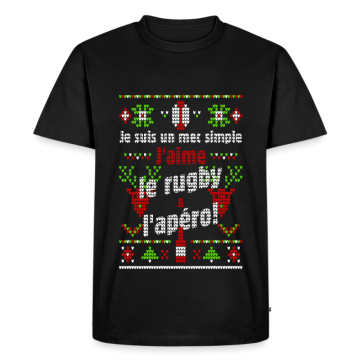 T-shirt premium homme - Un mec simple: Rugby et apéro - moche - noir - front