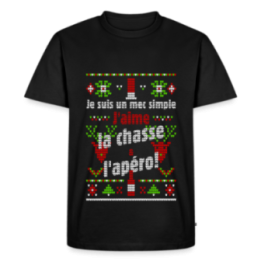 T-shirt premium homme - Un mec simple: Chasse et apéro - moche - noir - front