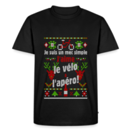 T-shirt premium homme - Un mec simple: Vélo et apéro - moche - noir - front