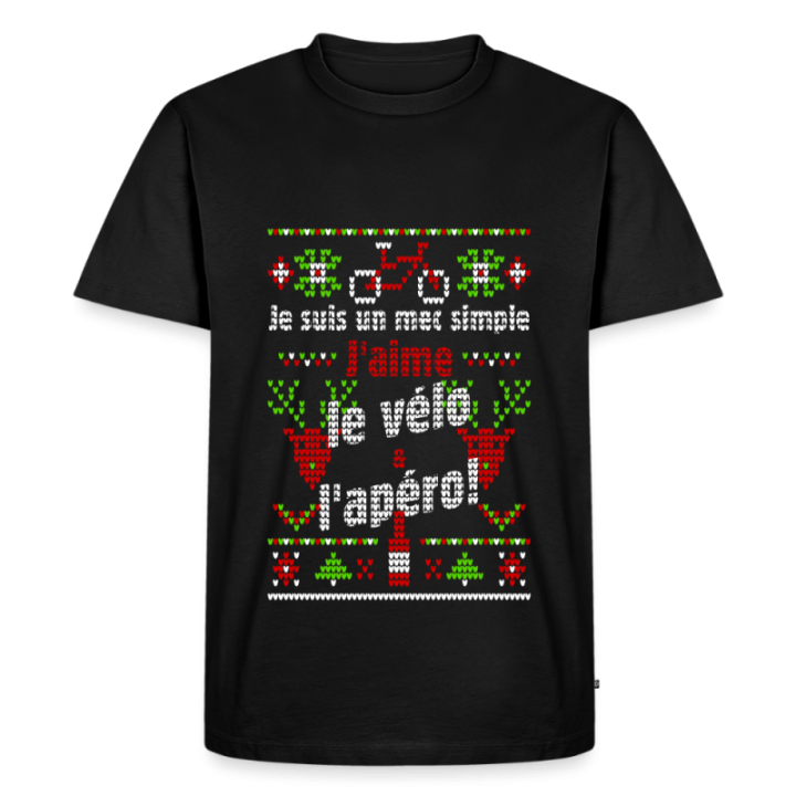 T-shirt premium homme - Un mec simple: Vélo et apéro - moche - noir - front