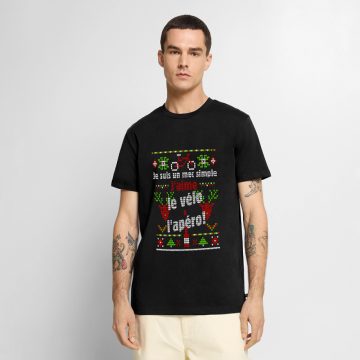 T-shirt premium homme - Un mec simple: Vélo et apéro - moche - noir - front