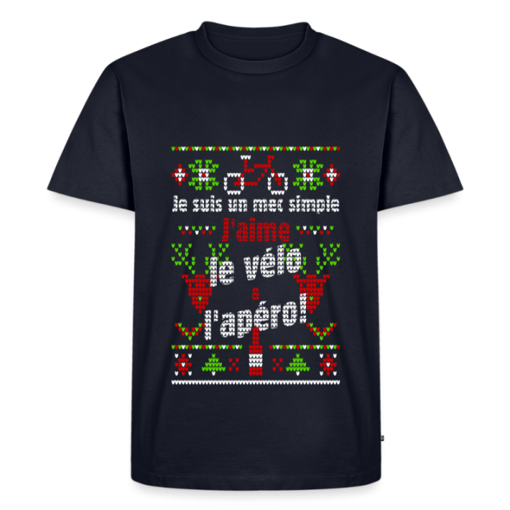 T-shirt premium homme - Un mec simple: Vélo et apéro - moche - bleu marine - front