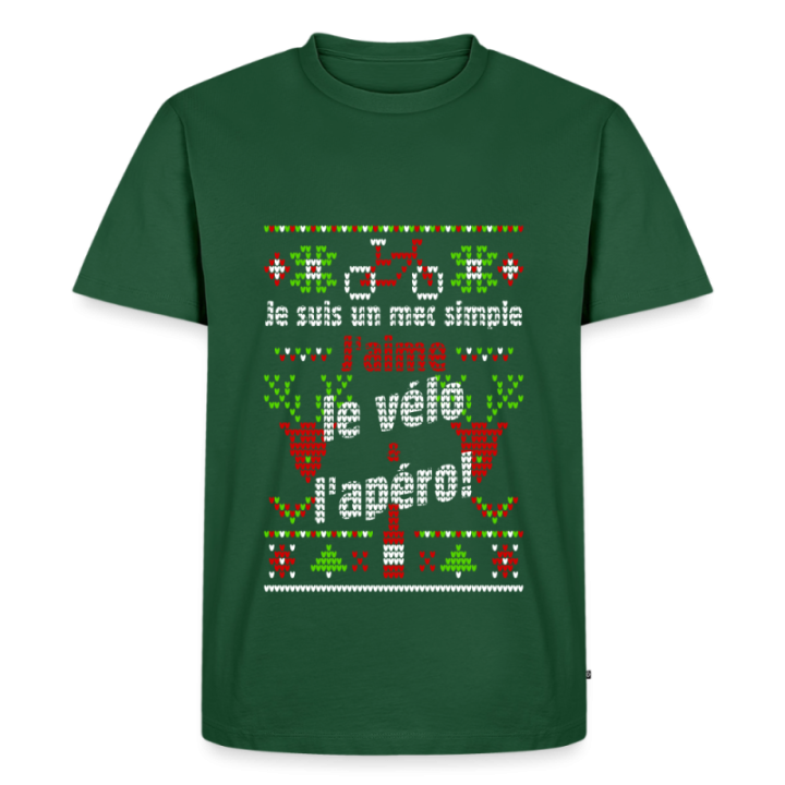 T-shirt premium homme - Un mec simple: Vélo et apéro - moche - vert bouteille - front