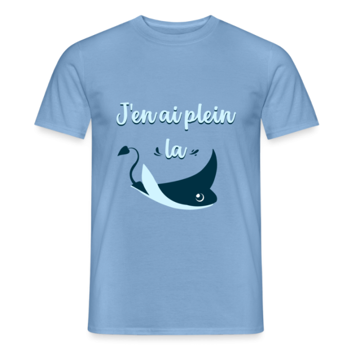 T-shirt homme - Plein la raie - carolina blue - front