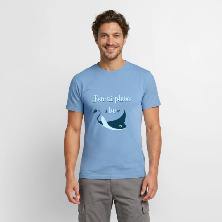 T-shirt homme - Plein la raie - carolina blue - front