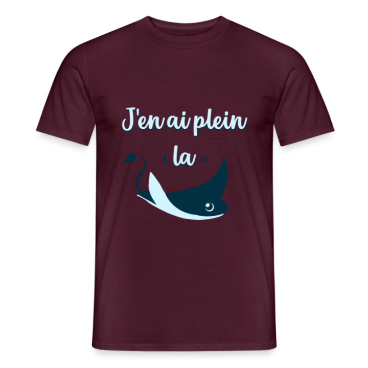 T-shirt homme - Plein la raie - rouge brique - front