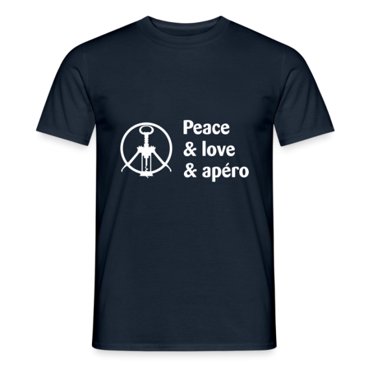 T-shirt homme - Peace Love Apéro - marine - front