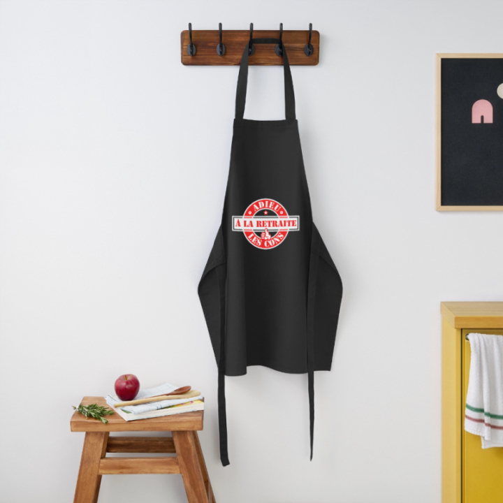 Tablier de cuisine - À la retraite: Adieu les cons - noir - front