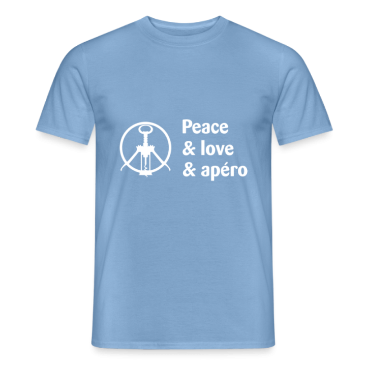 T-shirt homme - Peace Love Apéro - carolina blue - front
