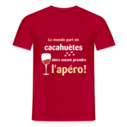 T-shirt homme - Le monde part en cacahuètes - rouge - front
