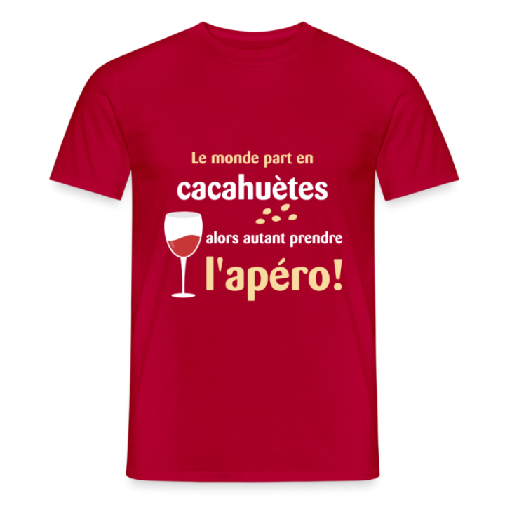 T-shirt homme - Le monde part en cacahuètes - rouge - front