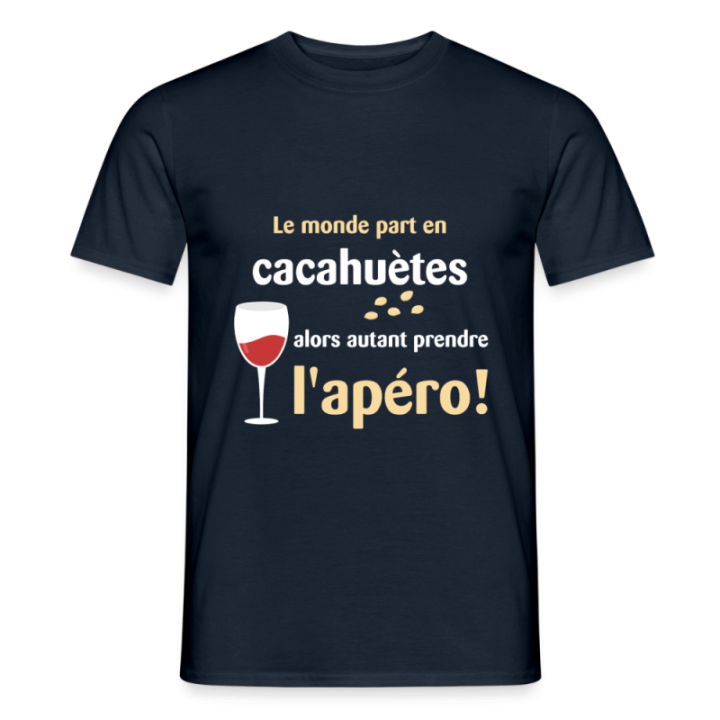 T-shirt homme - Le monde part en cacahuètes - marine - front