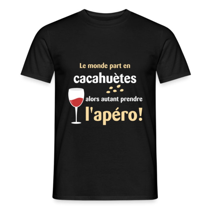 T-shirt homme - Le monde part en cacahuètes - noir - front