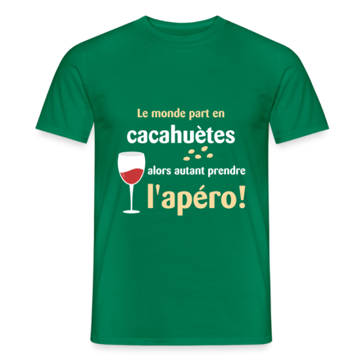 T-shirt homme - Le monde part en cacahuètes - vert - front