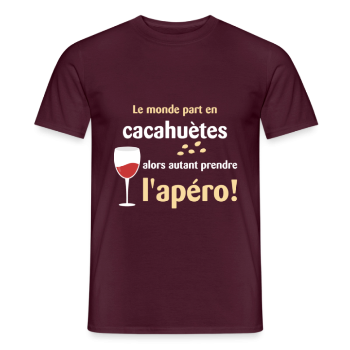 T-shirt homme - Le monde part en cacahuètes - rouge brique - front