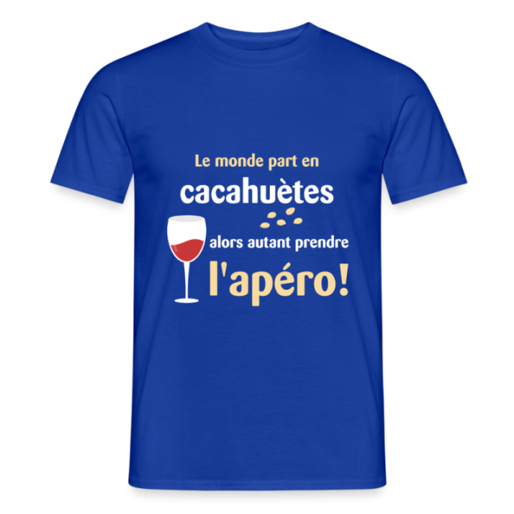 T-shirt homme - Le monde part en cacahuètes - bleu foncé - front