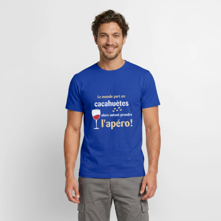 T-shirt homme - Le monde part en cacahuètes - bleu foncé - front