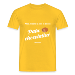 T-shirt homme - Pain au chocolat Vs Chocolatine - jaune - front