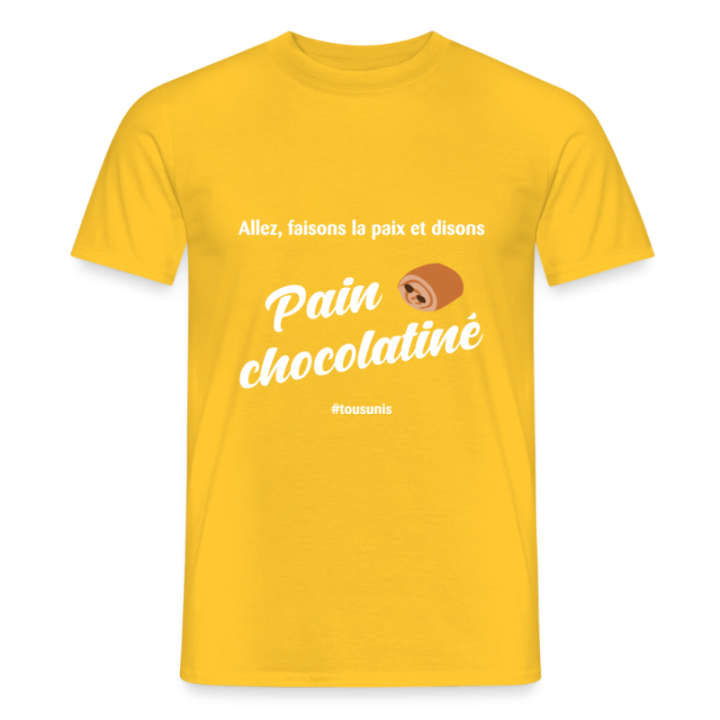 T-shirt homme - Pain au chocolat Vs Chocolatine - jaune - front